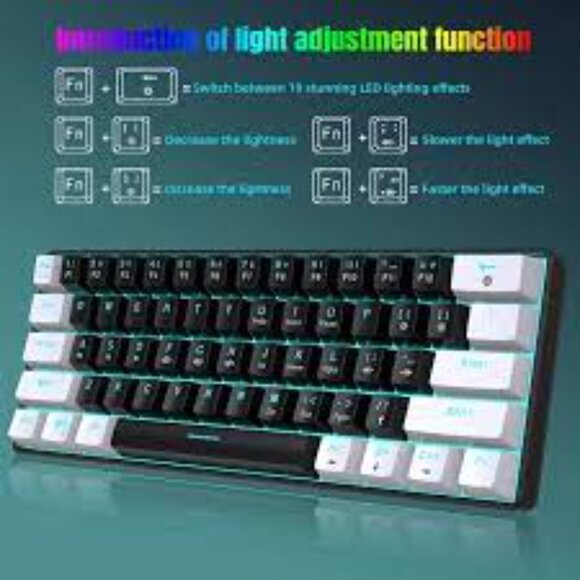 V900 RGB Mechanical Keyboard 61-key Gaming Keyboard Blue Switches - Picture 2 of 2